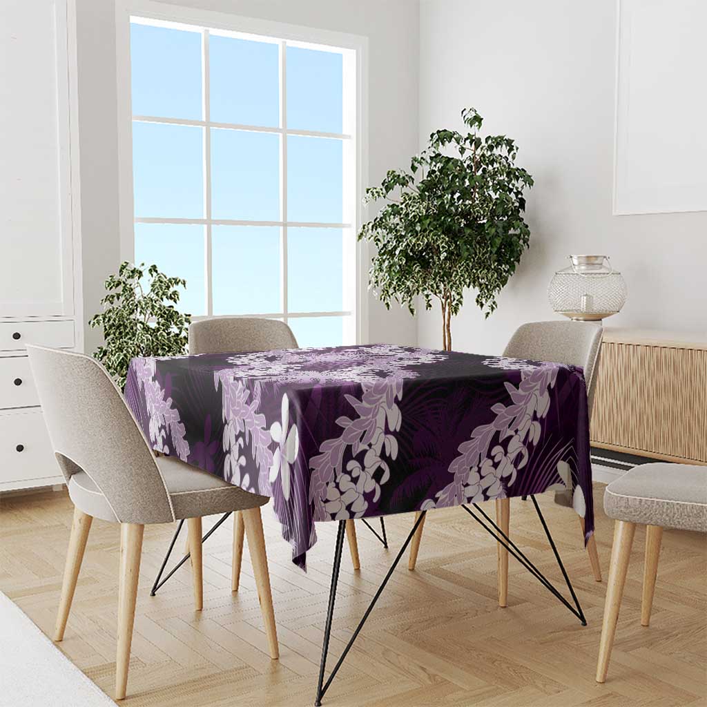 Puakenikeni Maile Lei Tablecloth Frangipani Purple Tropical Leaves