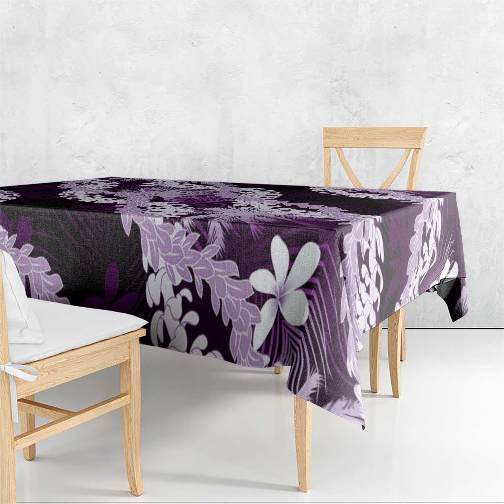 Puakenikeni Maile Lei Tablecloth Frangipani Purple Tropical Leaves