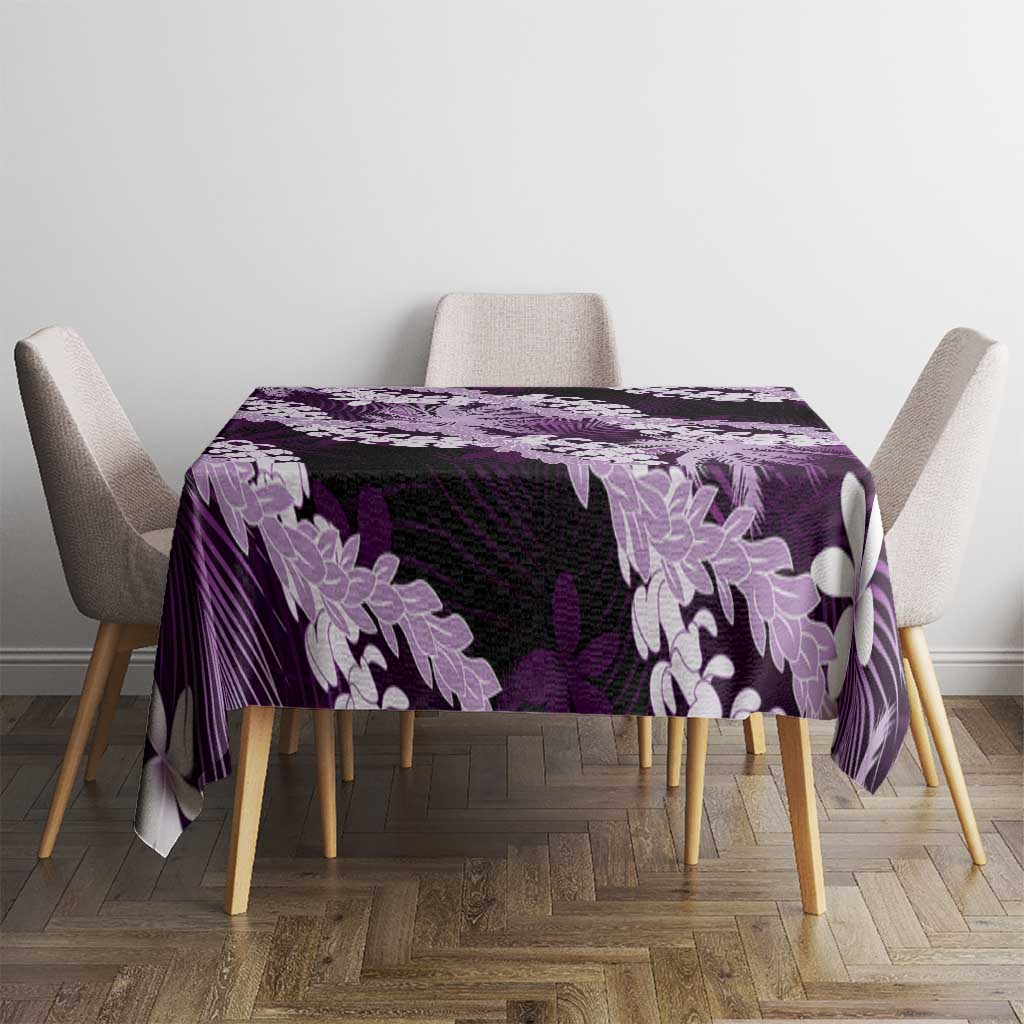 Puakenikeni Maile Lei Tablecloth Frangipani Purple Tropical Leaves