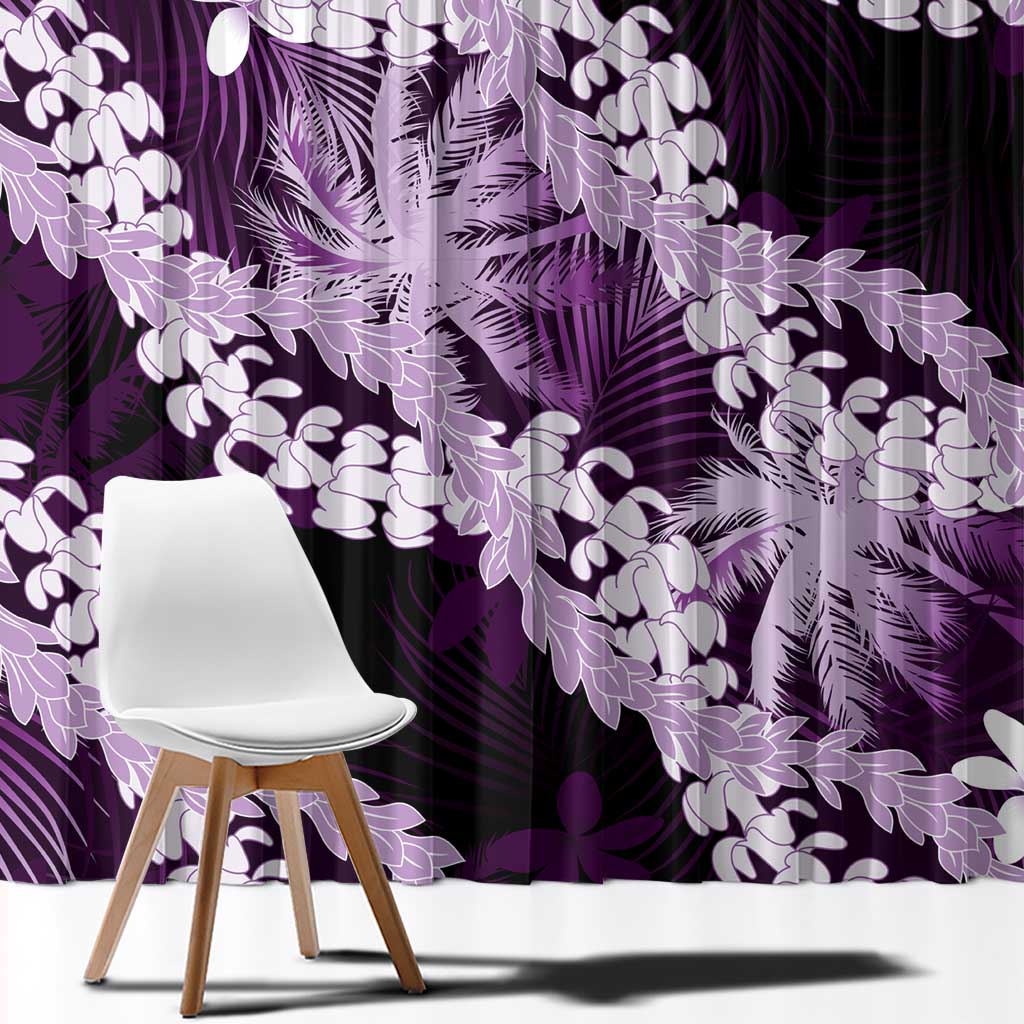 Puakenikeni Maile Lei Window Curtain Frangipani Purple Tropical Leaves