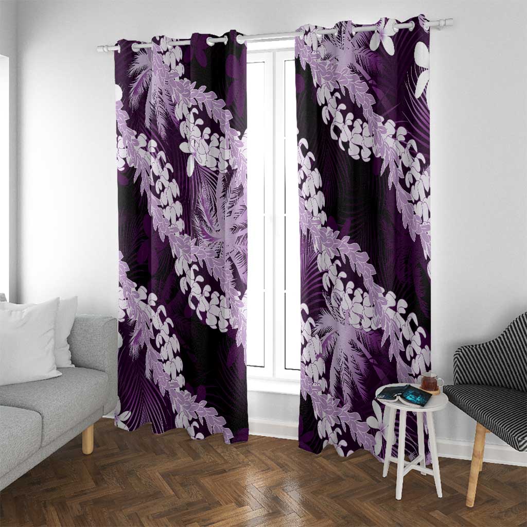 Puakenikeni Maile Lei Window Curtain Frangipani Purple Tropical Leaves