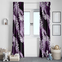 Puakenikeni Maile Lei Window Curtain Frangipani Purple Tropical Leaves