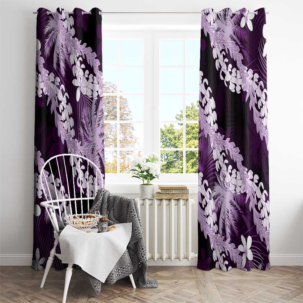 Puakenikeni Maile Lei Window Curtain Frangipani Purple Tropical Leaves