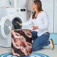 Puakenikeni Maile Lei Laundry Basket Frangipani Red Tropical Leaves