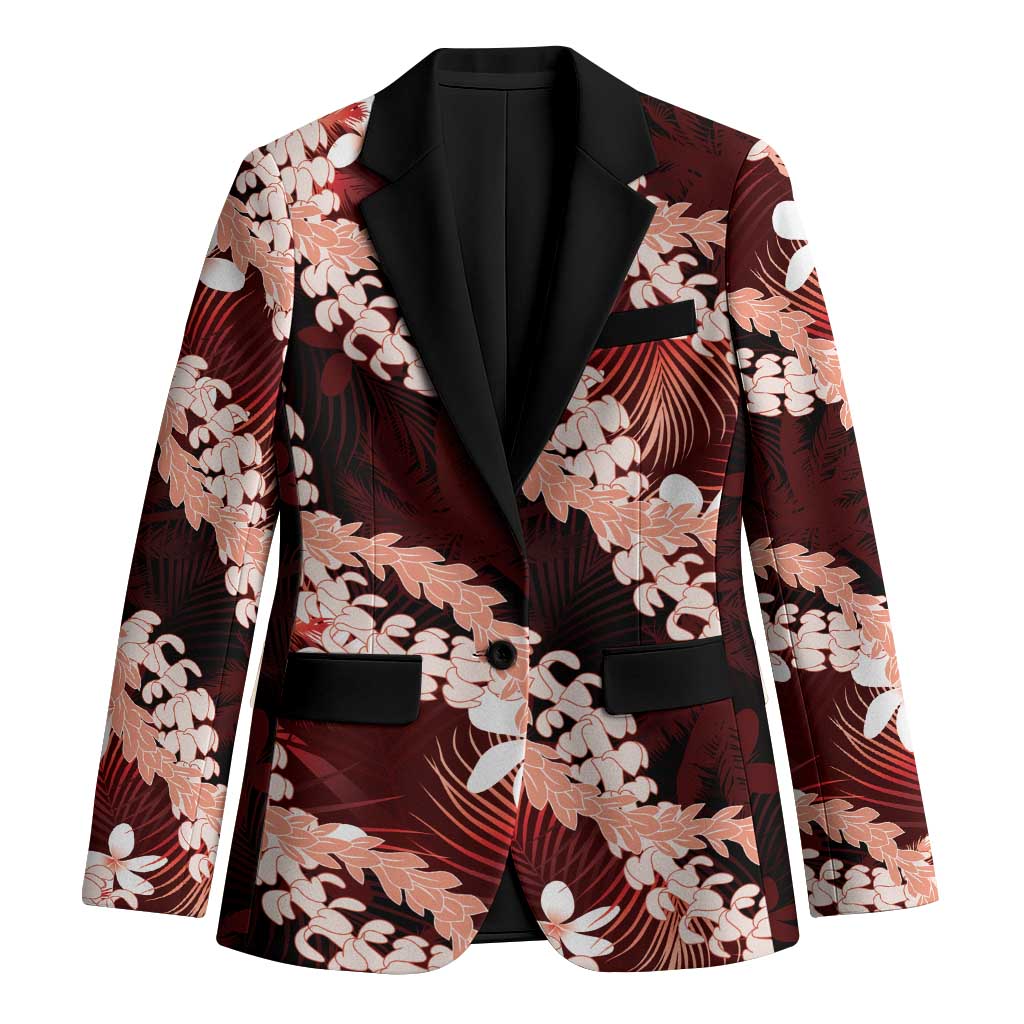 Puakenikeni Maile Lei Blazer Frangipani Red Tropical Leaves