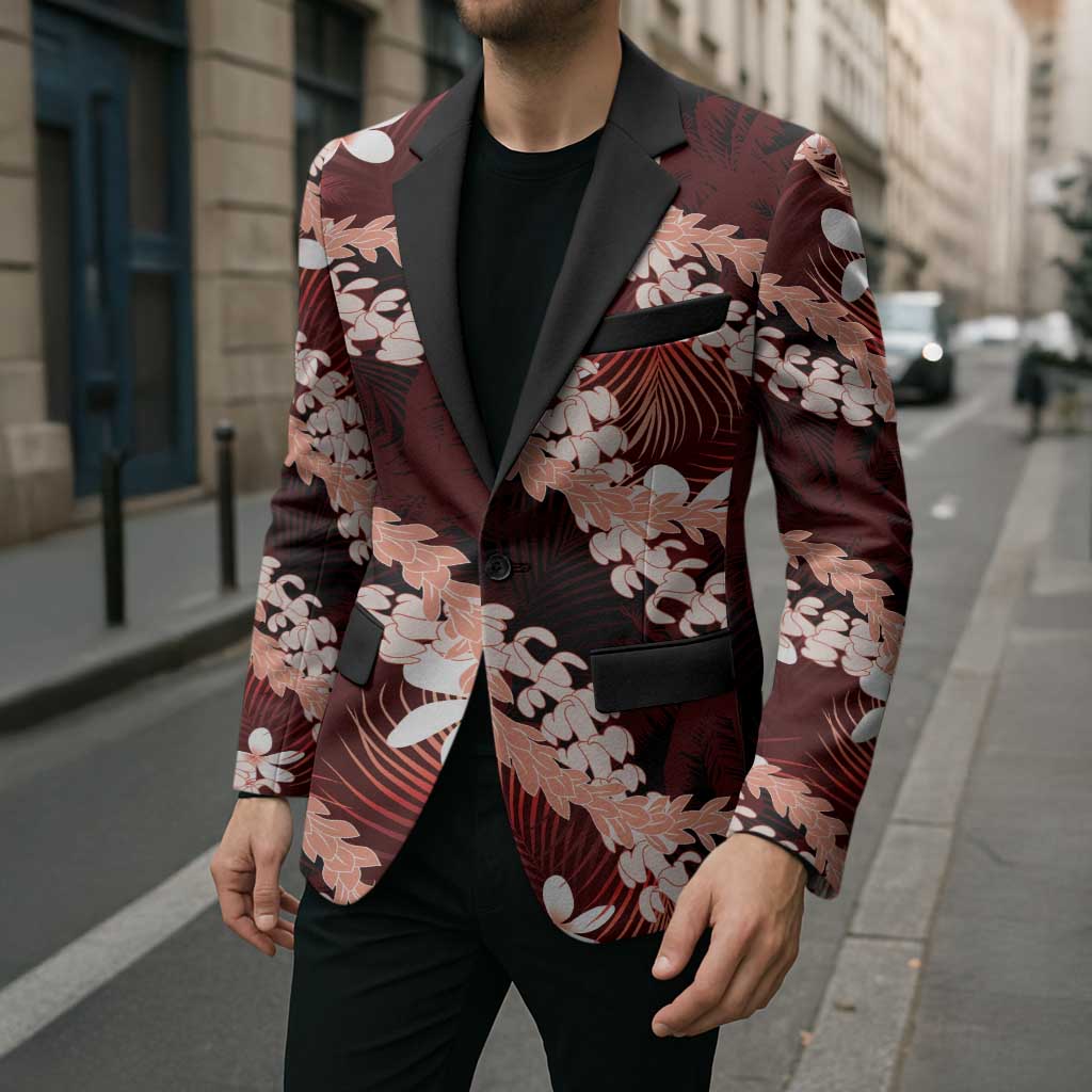 Puakenikeni Maile Lei Blazer Frangipani Red Tropical Leaves