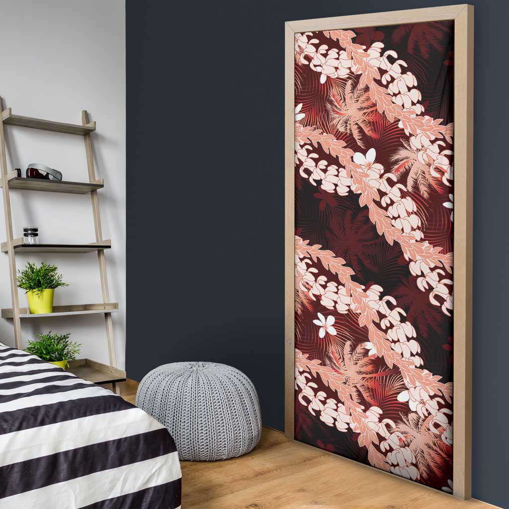 Puakenikeni Maile Lei Door Cover Frangipani Red Tropical Leaves