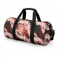 Puakenikeni Maile Lei Duffle Bag Frangipani Red Tropical Leaves LT01 - Polynesian Pride