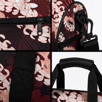 Puakenikeni Maile Lei Duffle Bag Frangipani Red Tropical Leaves LT01 - Polynesian Pride