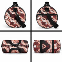 Puakenikeni Maile Lei Duffle Bag Frangipani Red Tropical Leaves LT01 - Polynesian Pride