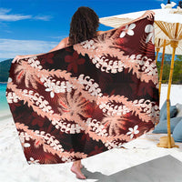 Puakenikeni Maile Lei Sarong Frangipani Red Tropical Leaves LT01 One Size 44 x 66 inches Red - Polynesian Pride