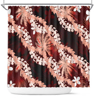 Puakenikeni Maile Lei Shower Curtain Frangipani Red Tropical Leaves LT01 Red - Polynesian Pride