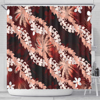 Puakenikeni Maile Lei Shower Curtain Frangipani Red Tropical Leaves LT01 - Polynesian Pride
