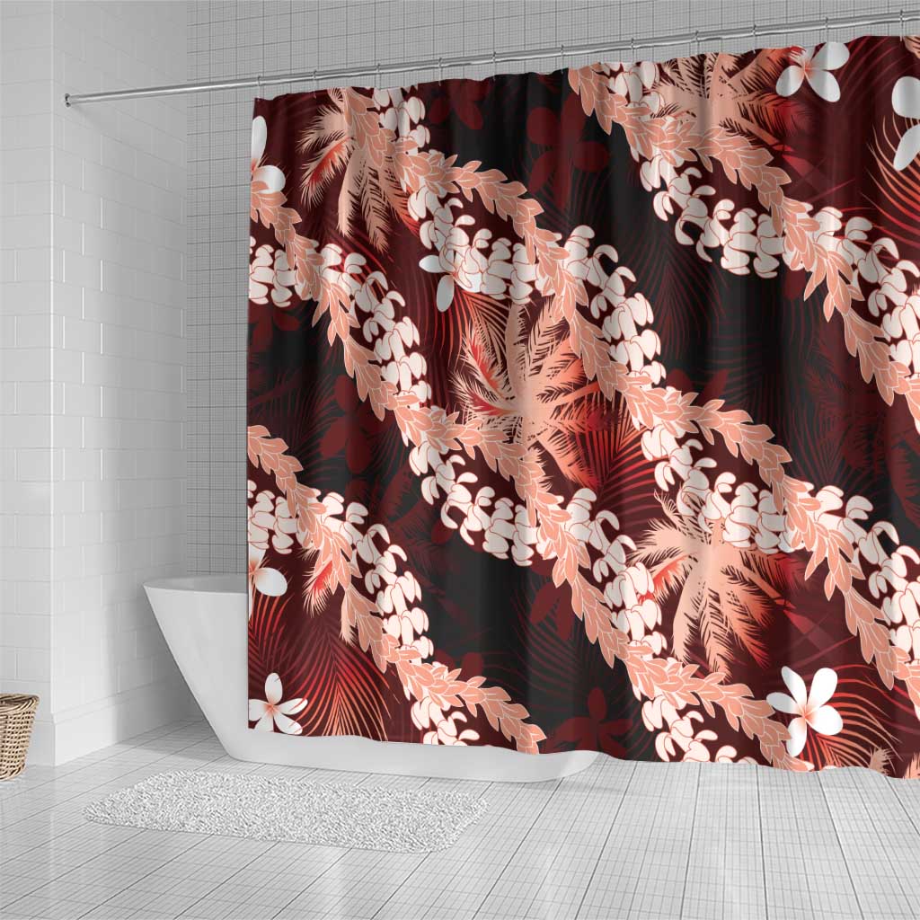 Puakenikeni Maile Lei Shower Curtain Frangipani Red Tropical Leaves LT01 - Polynesian Pride