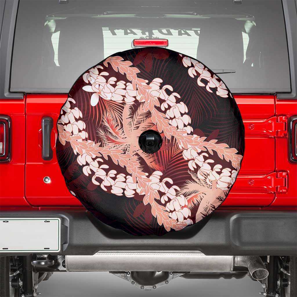 Puakenikeni Maile Lei Spare Tire Cover Frangipani Red Tropical Leaves LT01 - Polynesian Pride