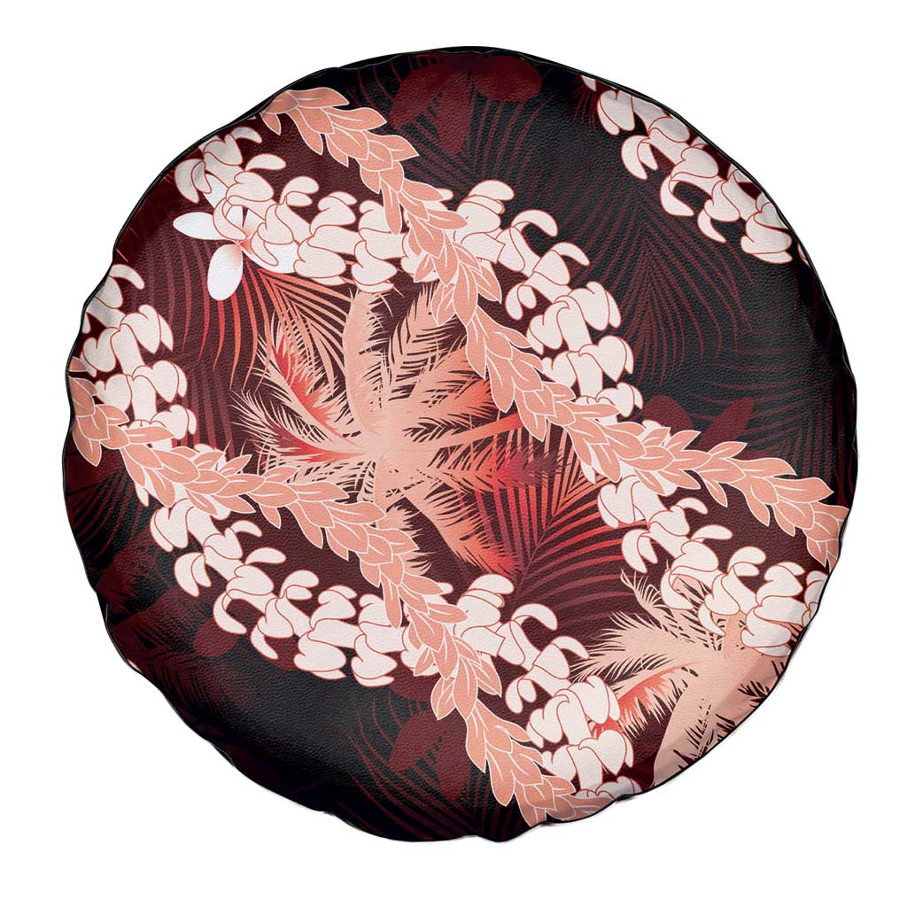 Puakenikeni Maile Lei Spare Tire Cover Frangipani Red Tropical Leaves LT01 - Polynesian Pride