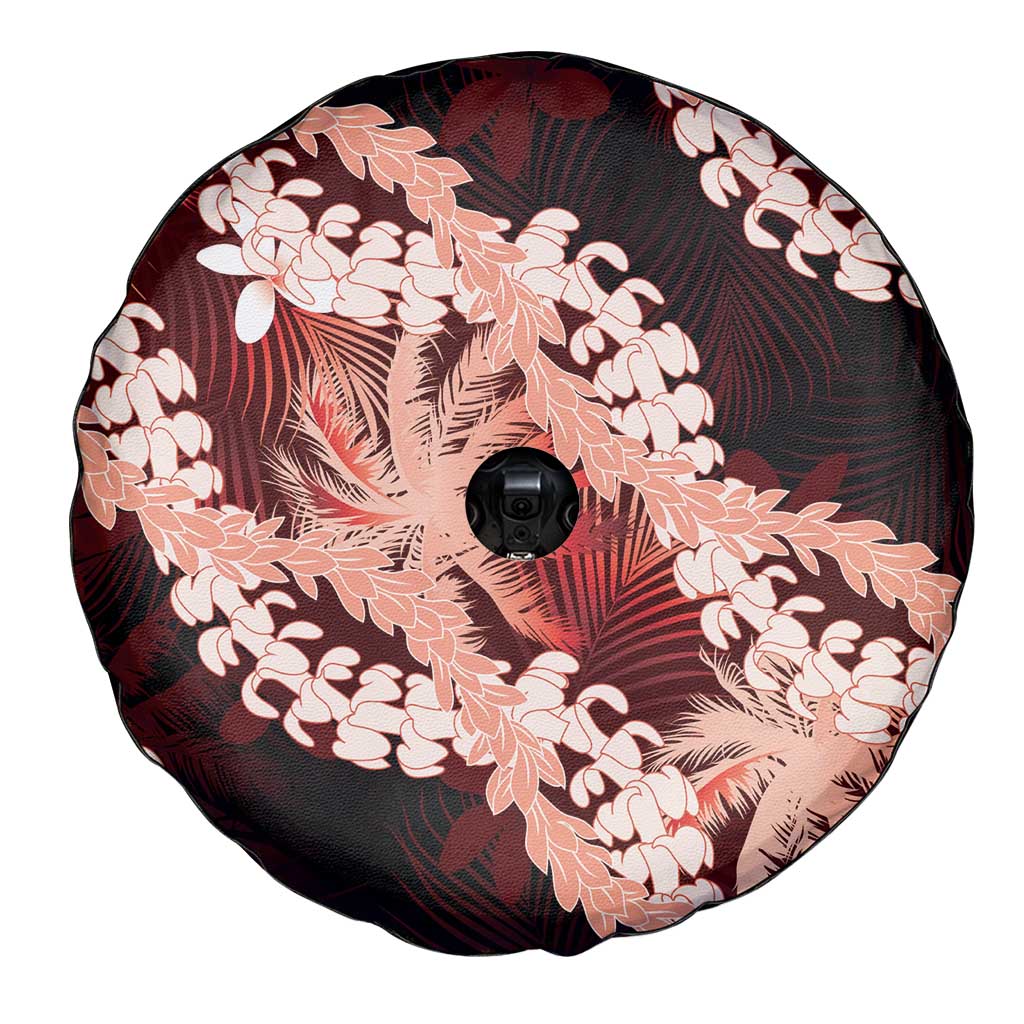 Puakenikeni Maile Lei Spare Tire Cover Frangipani Red Tropical Leaves LT01 - Polynesian Pride