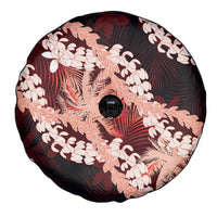 Puakenikeni Maile Lei Spare Tire Cover Frangipani Red Tropical Leaves LT01 - Polynesian Pride