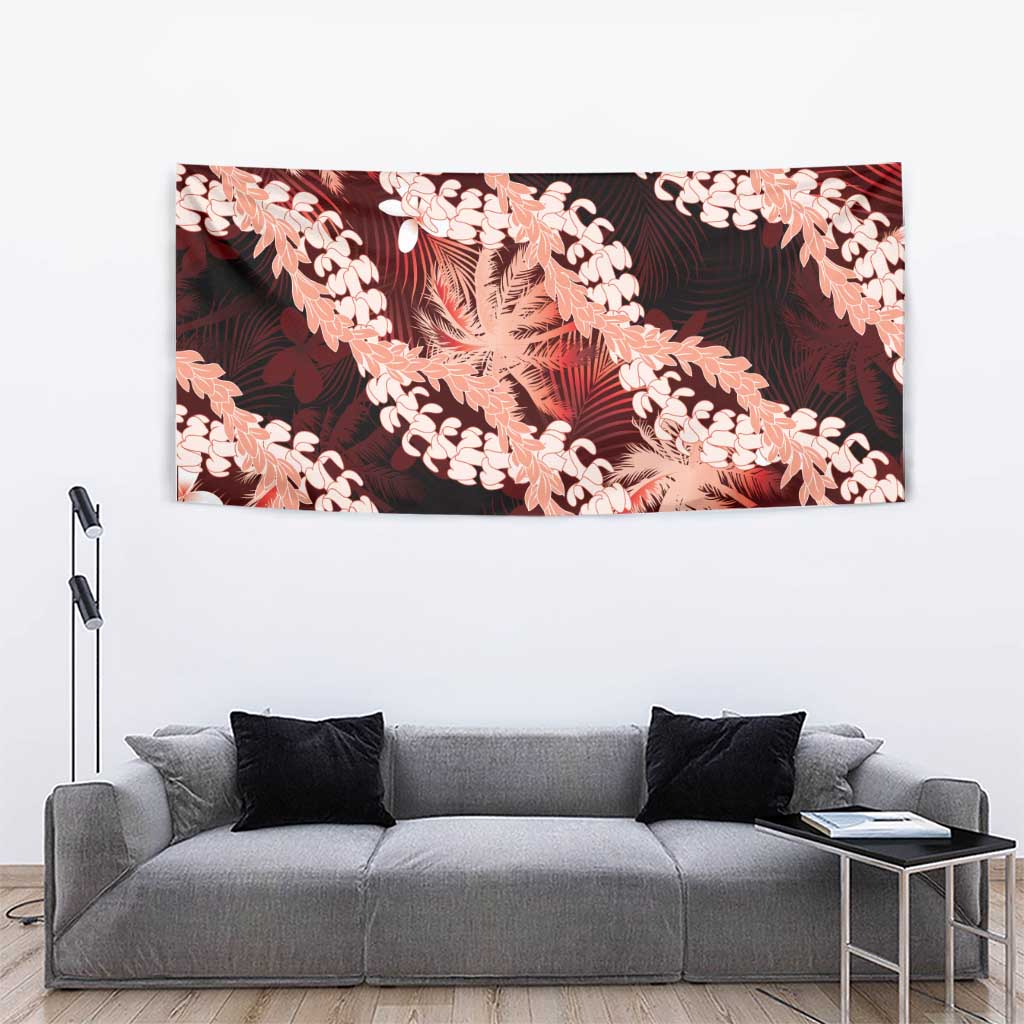 Puakenikeni Maile Lei Tapestry Frangipani Red Tropical Leaves