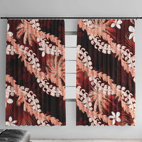 Puakenikeni Maile Lei Window Curtain Frangipani Red Tropical Leaves LT01 With Hooks Red - Polynesian Pride