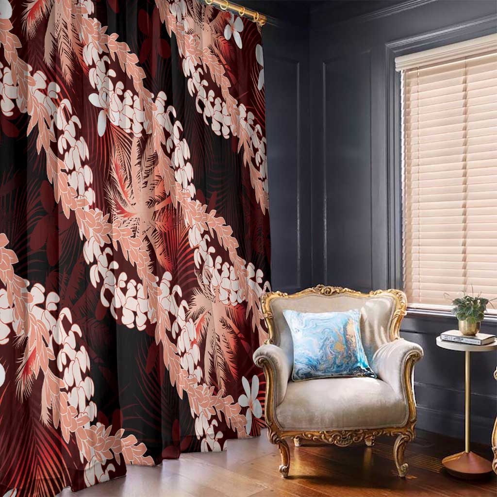 Puakenikeni Maile Lei Window Curtain Frangipani Red Tropical Leaves LT01 - Polynesian Pride