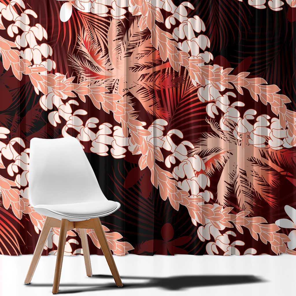 Puakenikeni Maile Lei Window Curtain Frangipani Red Tropical Leaves LT01 - Polynesian Pride