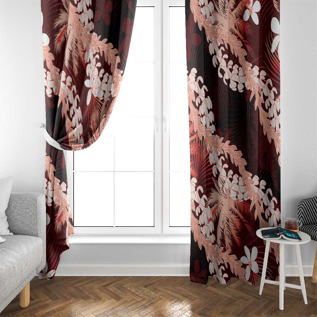 Puakenikeni Maile Lei Window Curtain Frangipani Red Tropical Leaves LT01 - Polynesian Pride