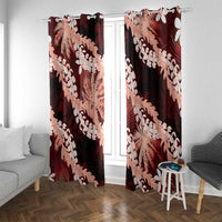 Puakenikeni Maile Lei Window Curtain Frangipani Red Tropical Leaves LT01 With Grommets Red - Polynesian Pride
