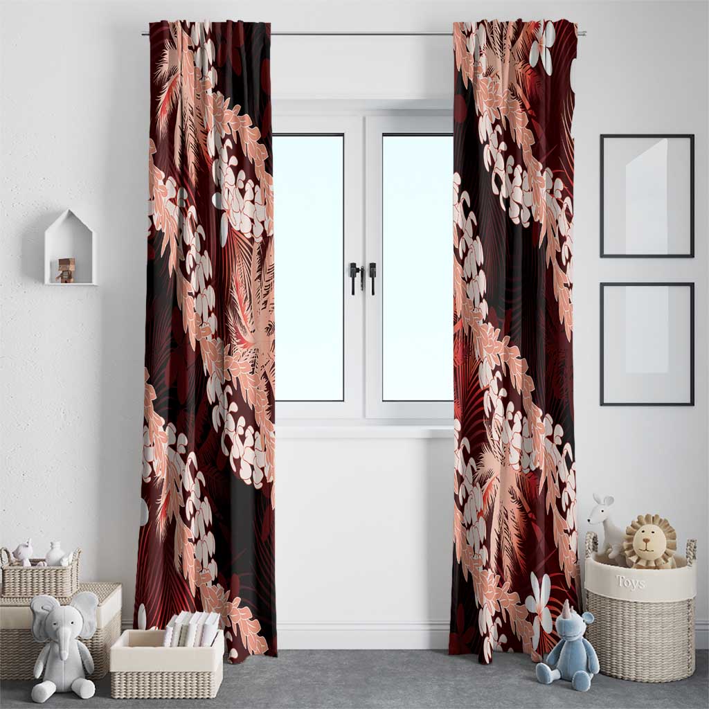 Puakenikeni Maile Lei Window Curtain Frangipani Red Tropical Leaves LT01 - Polynesian Pride