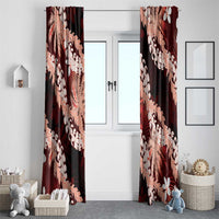 Puakenikeni Maile Lei Window Curtain Frangipani Red Tropical Leaves LT01 - Polynesian Pride