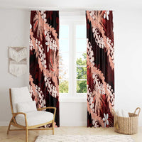 Puakenikeni Maile Lei Window Curtain Frangipani Red Tropical Leaves LT01 - Polynesian Pride