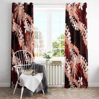 Puakenikeni Maile Lei Window Curtain Frangipani Red Tropical Leaves LT01 - Polynesian Pride