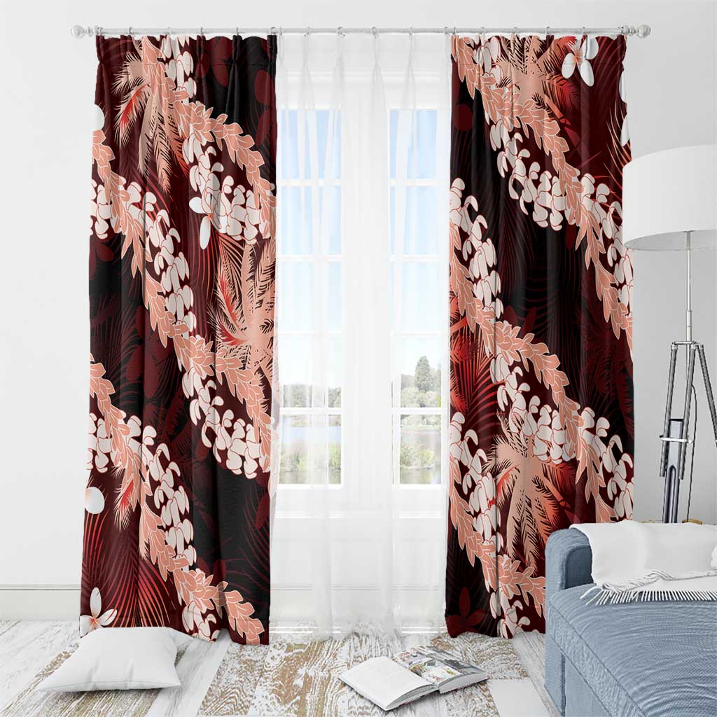 Puakenikeni Maile Lei Window Curtain Frangipani Red Tropical Leaves LT01 - Polynesian Pride