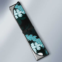 Puakenikeni Maile Lei Auto Sun Shade Frangipani Turquoise Tropical Leaves LT01 - Polynesian Pride