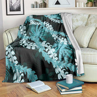 Puakenikeni Maile Lei Blanket Frangipani Turquoise Tropical Leaves