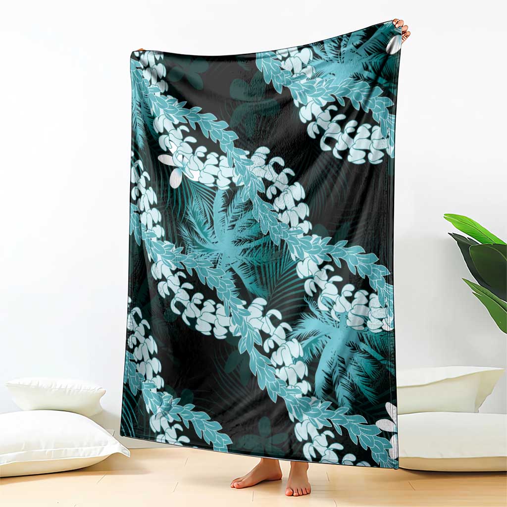 Puakenikeni Maile Lei Blanket Frangipani Turquoise Tropical Leaves
