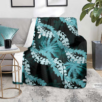 Puakenikeni Maile Lei Blanket Frangipani Turquoise Tropical Leaves