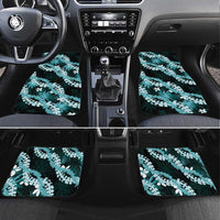 Puakenikeni Maile Lei Car Mats Frangipani Turquoise Tropical Leaves