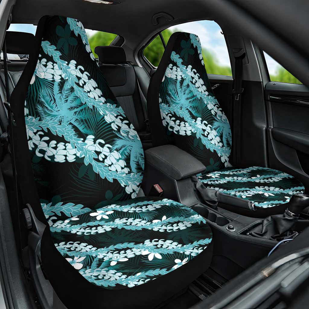 Puakenikeni Maile Lei Car Seat Cover Frangipani Turquoise Tropical Leaves LT01 One Size Turquoise - Polynesian Pride