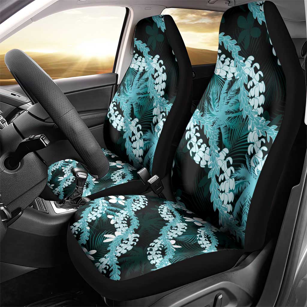 Puakenikeni Maile Lei Car Seat Cover Frangipani Turquoise Tropical Leaves LT01 - Polynesian Pride