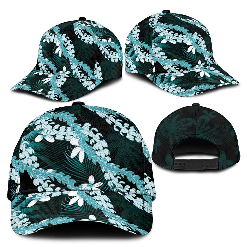 Puakenikeni Maile Lei Classic Cap Frangipani Turquoise Tropical Leaves