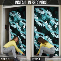Puakenikeni Maile Lei Door Cover Frangipani Turquoise Tropical Leaves LT01 - Polynesian Pride
