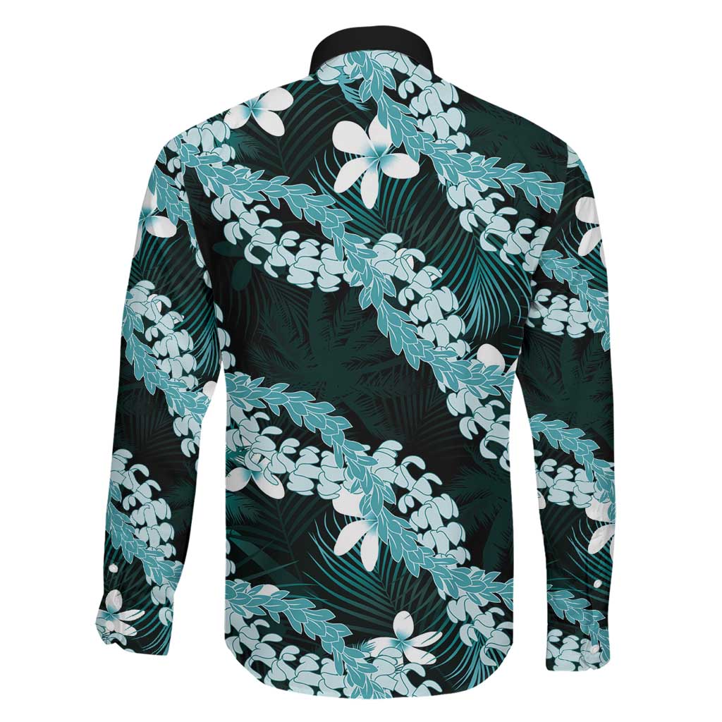 Puakenikeni Maile Lei Family Matching Tank Maxi Dress and Hawaiian Shirt Frangipani Turquoise Tropical Leaves LT01 - Polynesian Pride