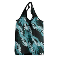Puakenikeni Maile Lei Grocery Bag Frangipani Turquoise Tropical Leaves