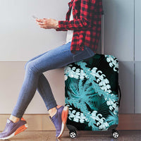 Puakenikeni Maile Lei Luggage Cover Frangipani Turquoise Tropical Leaves LT01 - Polynesian Pride
