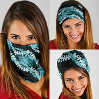 Puakenikeni Maile Lei Neck Gaiter Frangipani Turquoise Tropical Leaves