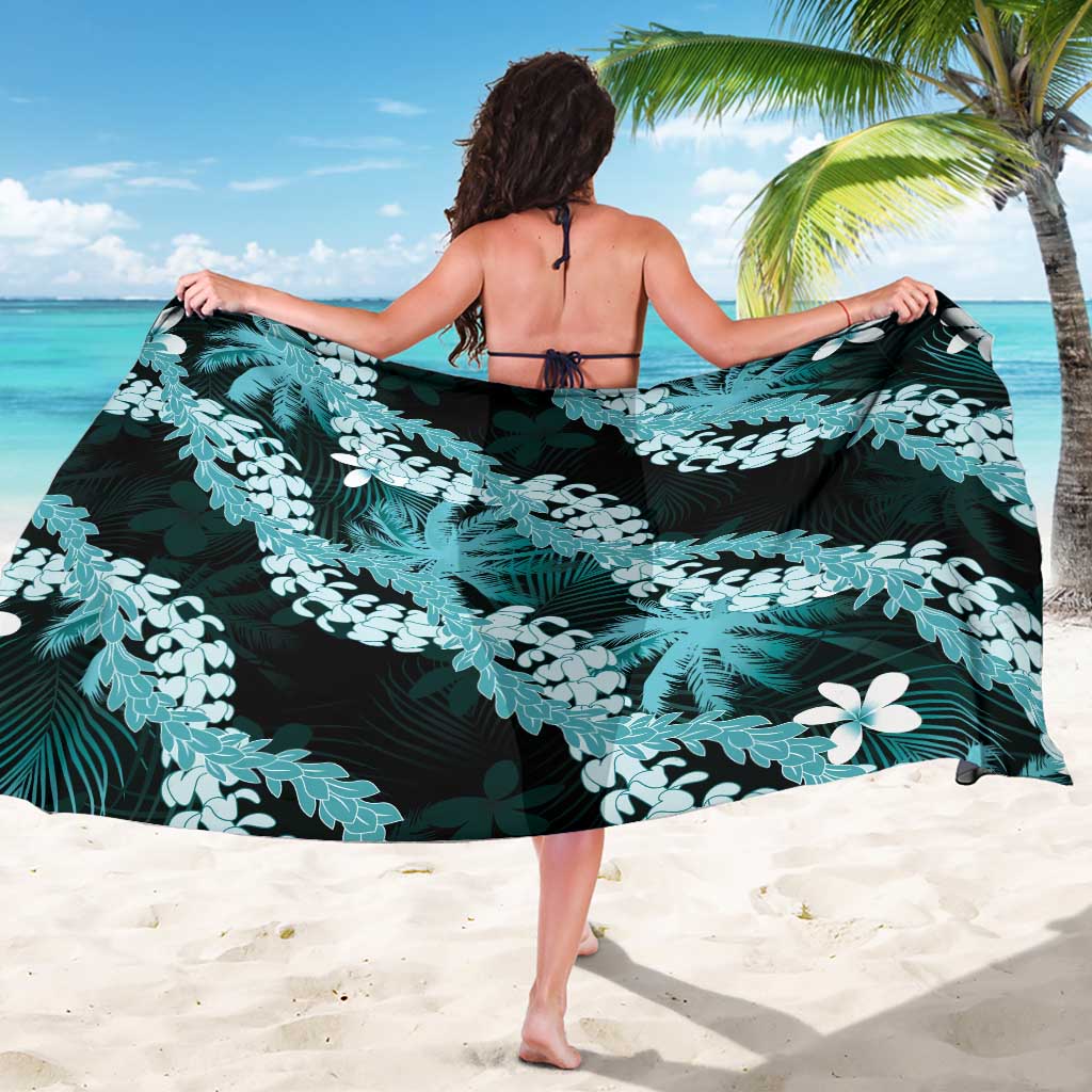 Puakenikeni Maile Lei Sarong Frangipani Turquoise Tropical Leaves LT01 - Polynesian Pride