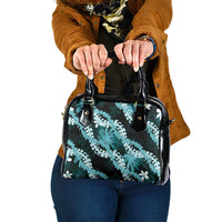 Puakenikeni Maile Lei Shoulder Handbag Frangipani Turquoise Tropical Leaves LT01 One Size Turquoise - Polynesian Pride