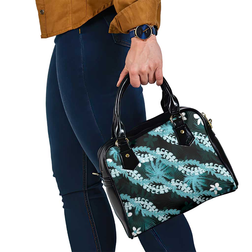 Puakenikeni Maile Lei Shoulder Handbag Frangipani Turquoise Tropical Leaves LT01 - Polynesian Pride