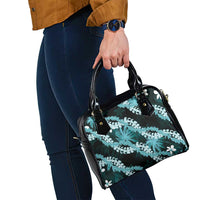 Puakenikeni Maile Lei Shoulder Handbag Frangipani Turquoise Tropical Leaves LT01 - Polynesian Pride